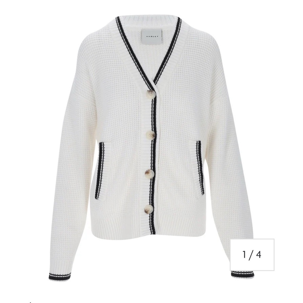 Varley Women's Coniston Cream and Navy Knit Cardigan